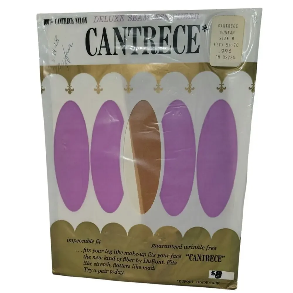 2 Packs 1960s Cantrece Suntan Size B Nylon Seamless Sheer Stockings New In Pack